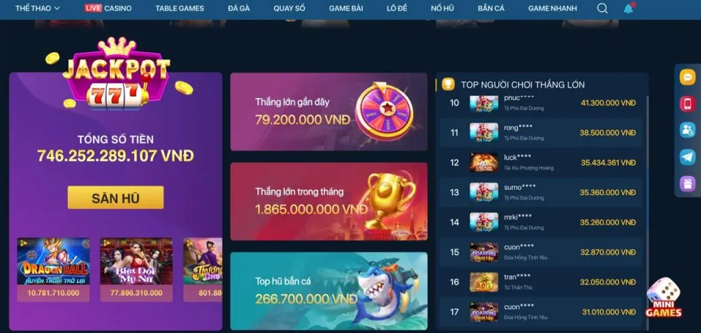 Các loại hình giải trí đa dạng tại game g666 win